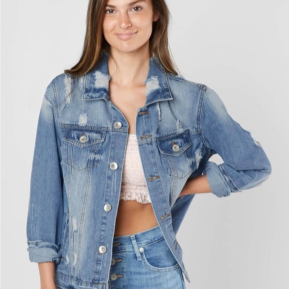 Ci Sono Jackets & Blazers - Ci Sono Deconstructed Denim Boyfriend Jacket Intentionally Distressed